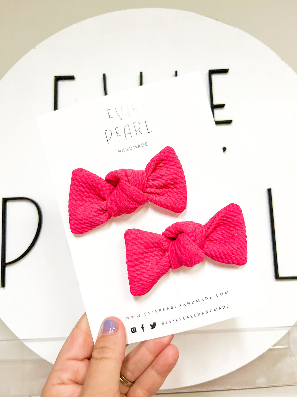Dark Pink Bullet Knot Bow Pigtails