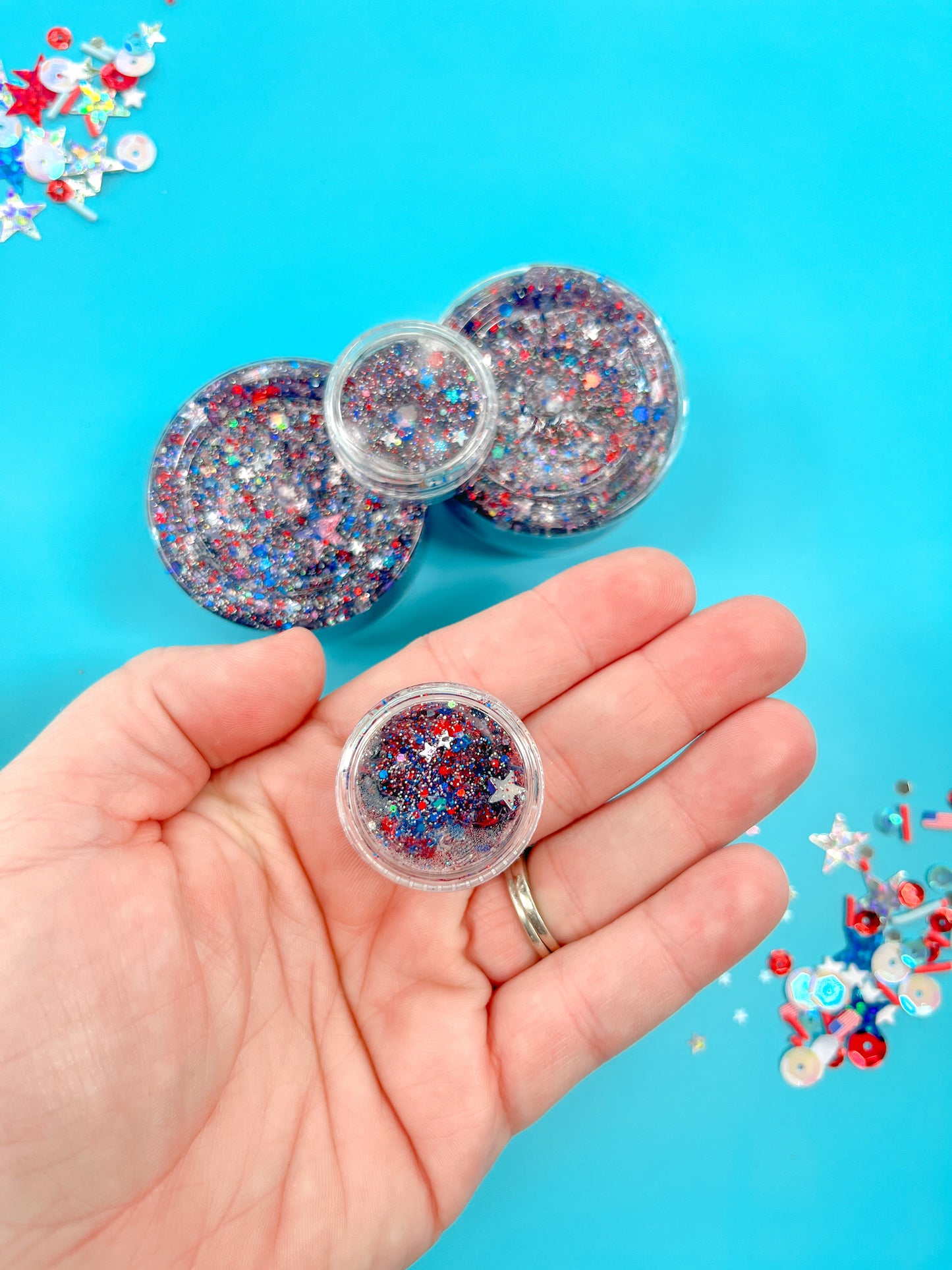 Red White Blue Stars Hair Glitter Gel