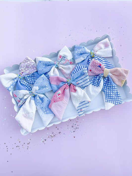 Heirloom Patchwork Quilted Medium Sailor Bow for Girls & Women