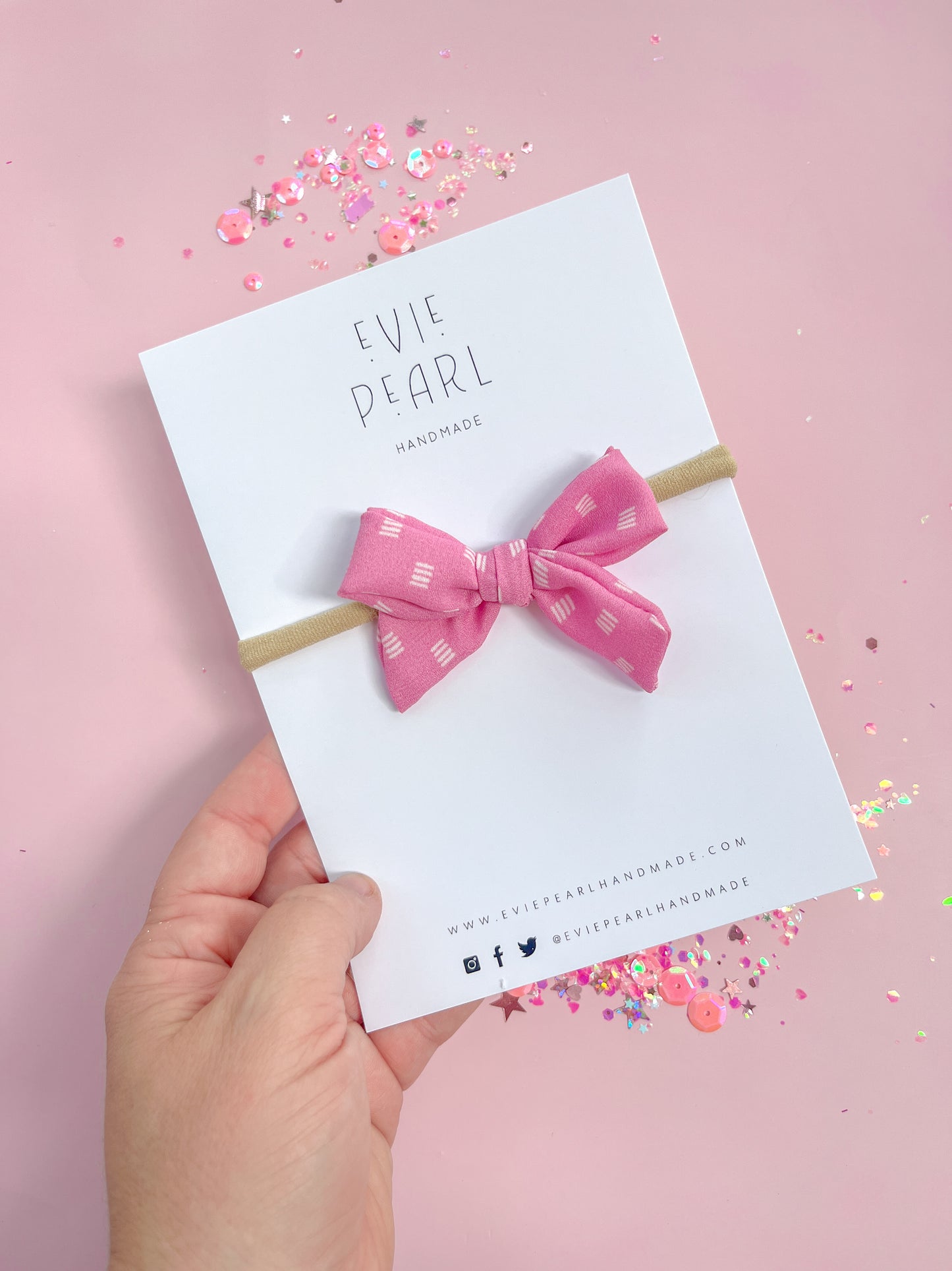 Small Pink Dash Pinwheel On Nylon Headband