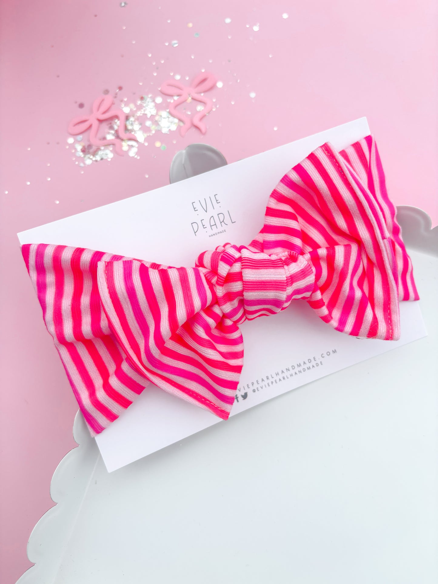 Pretty In Pink Stripe Baby Bow Turban