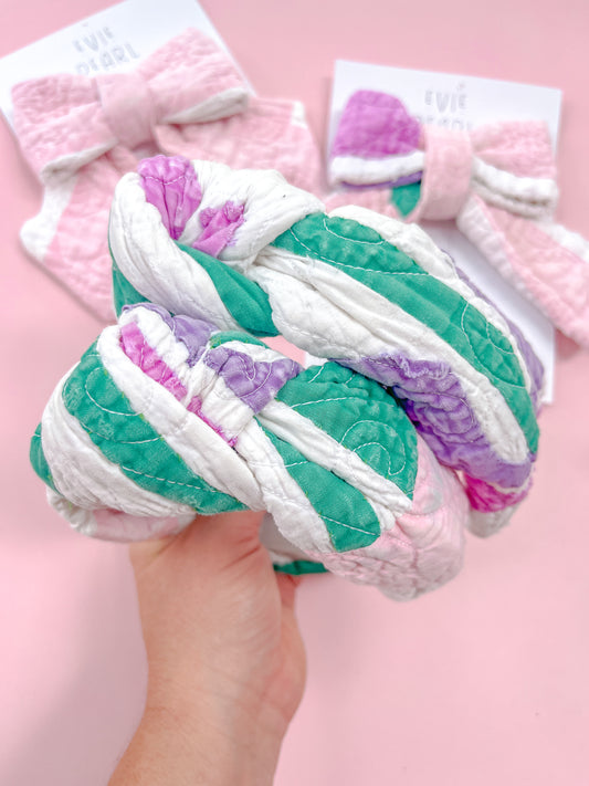 Pink/Purple/Greens Vintage Quilt Knotted Headband