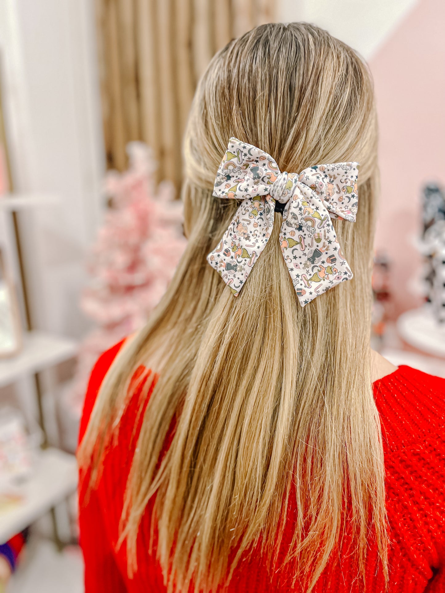 Boho Grinch Large Pinwheel Bow