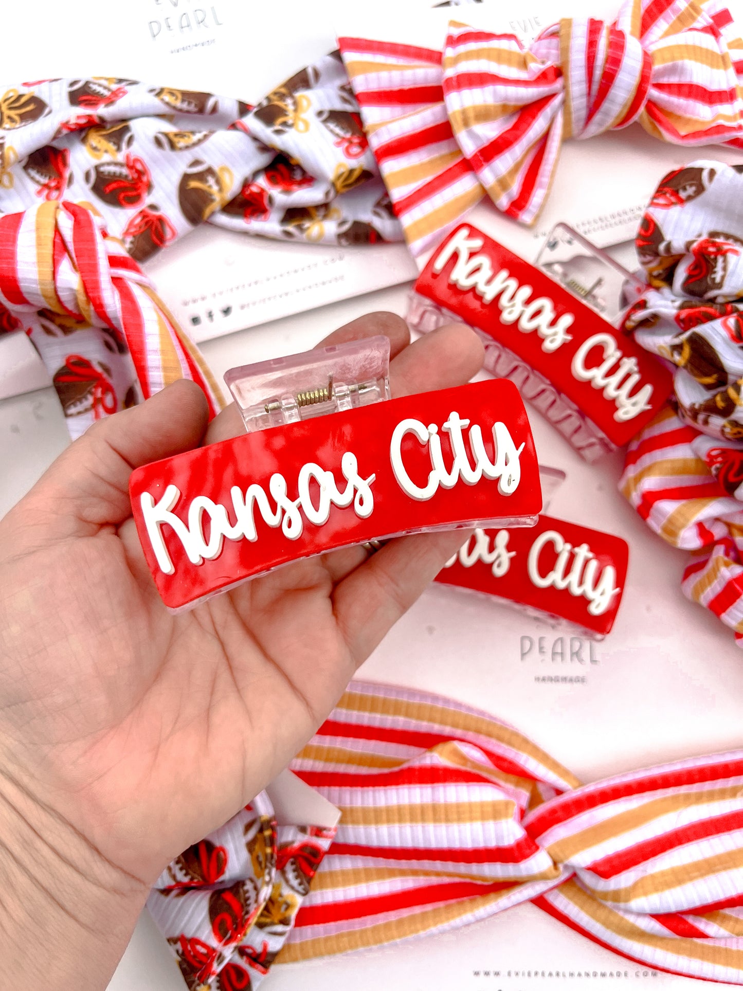 Kansas City Red Acrylic Medium Claw Clip