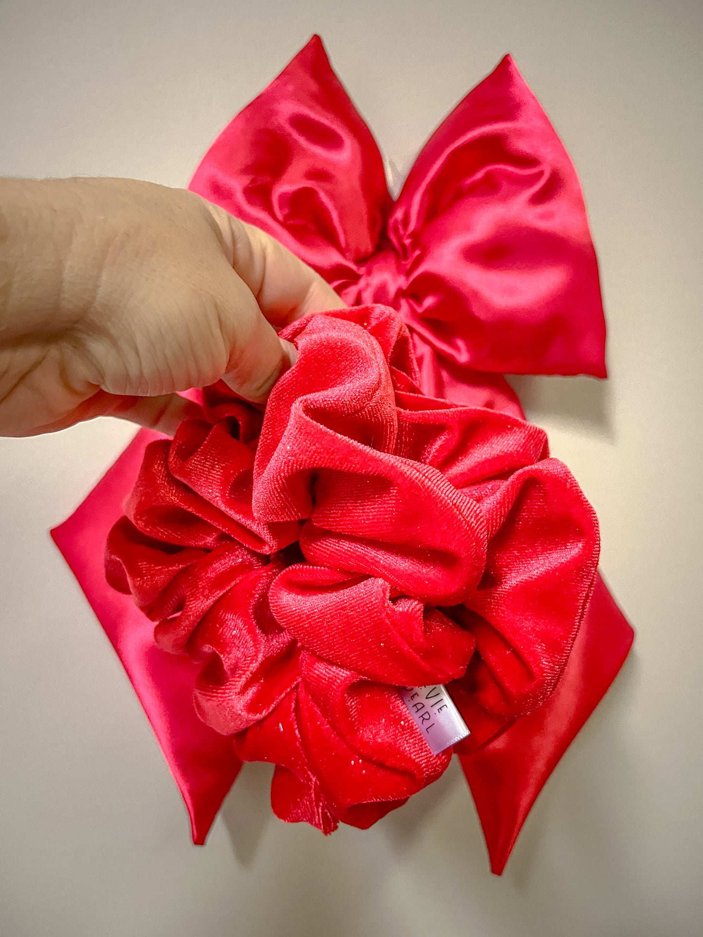 Red Glitter Velvet Oversized Scrunchy
