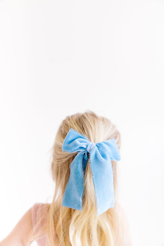 Blue Raw Silk Bow