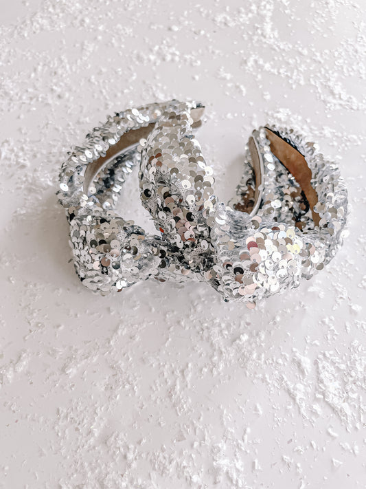 Silver Sequins Knotted Headband