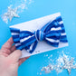 Blue Stripe Baby Bow Turban Kansas City Inspired