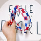 Red white blue checkered knotted headband