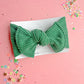 Kelly Green Ribbed Bow Turban