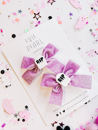 RIP Lilac Velvet Pigtail Bow Set