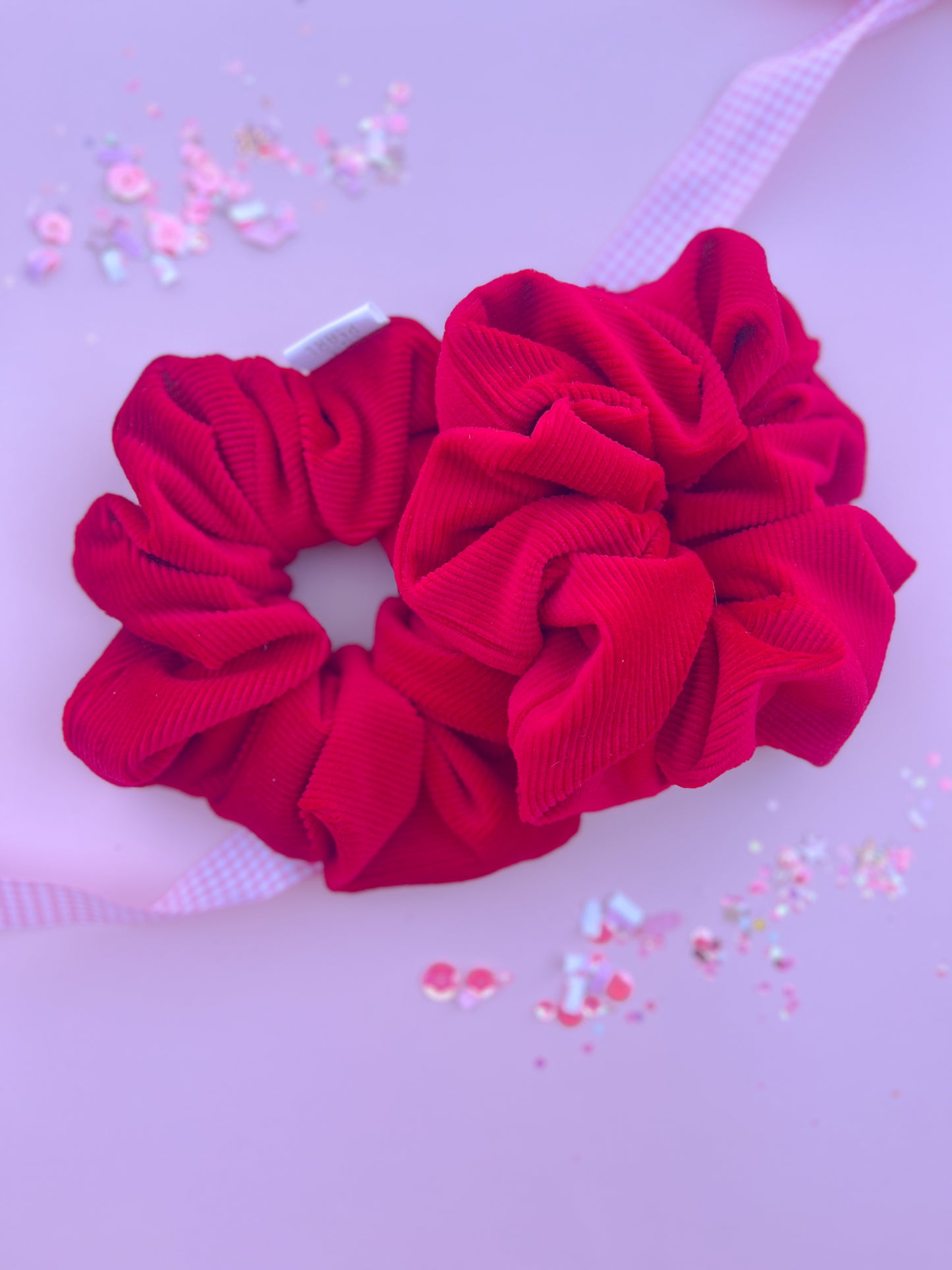 Red Ribbed Soft Oversized Scrunchy for girls and women