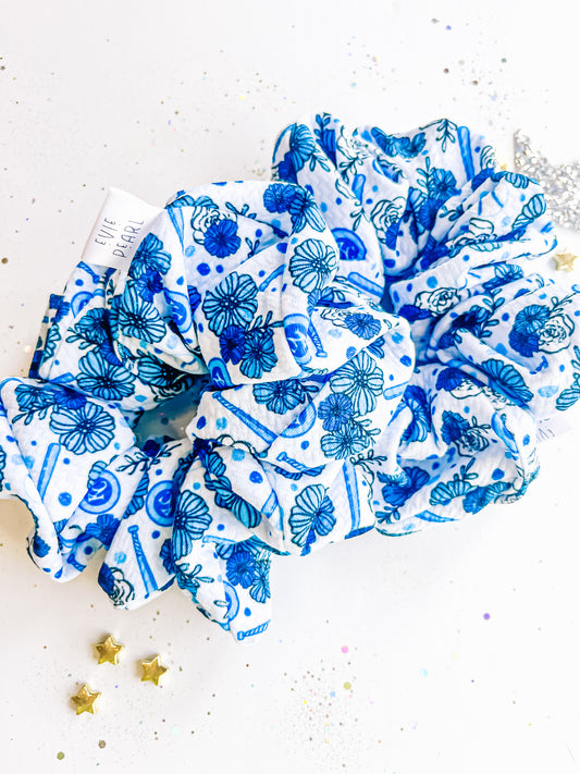 Blue Floral KC Oversized Scrunchy
