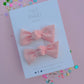 Light Pink Bullet Knot Bow Pigtail Set