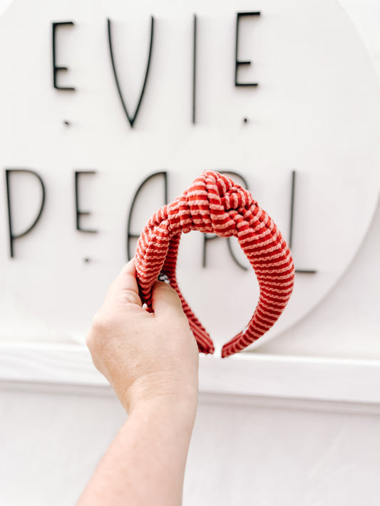 Rust Ribbed Knit Knotted Headband for Girls & Women