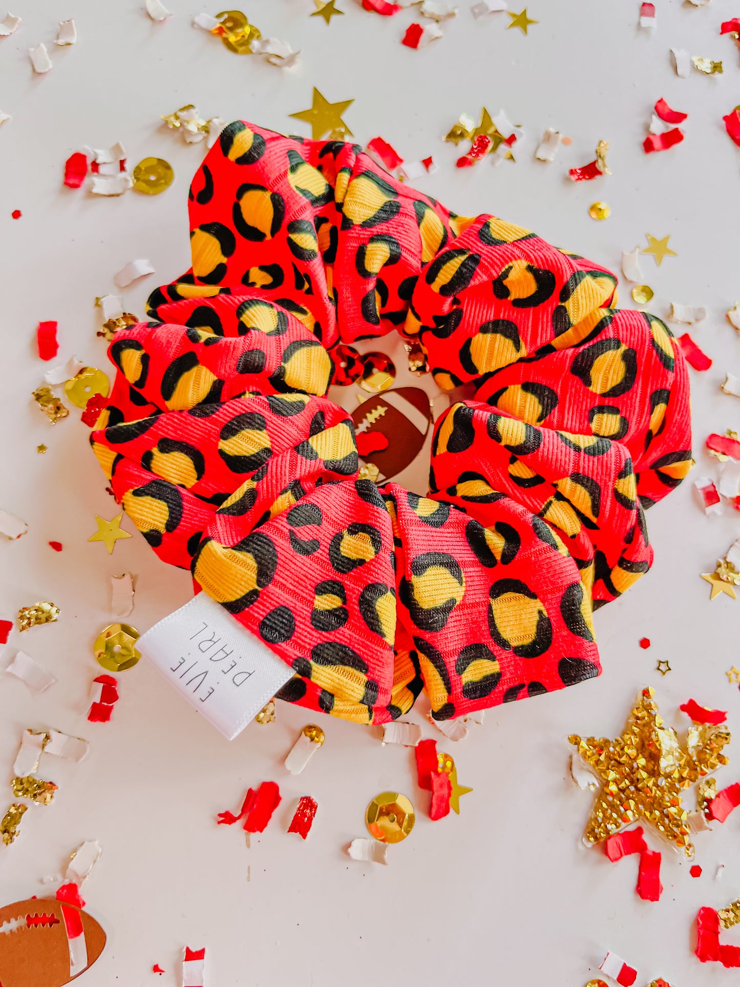 Red Gold Leopard Girls Scrunchy