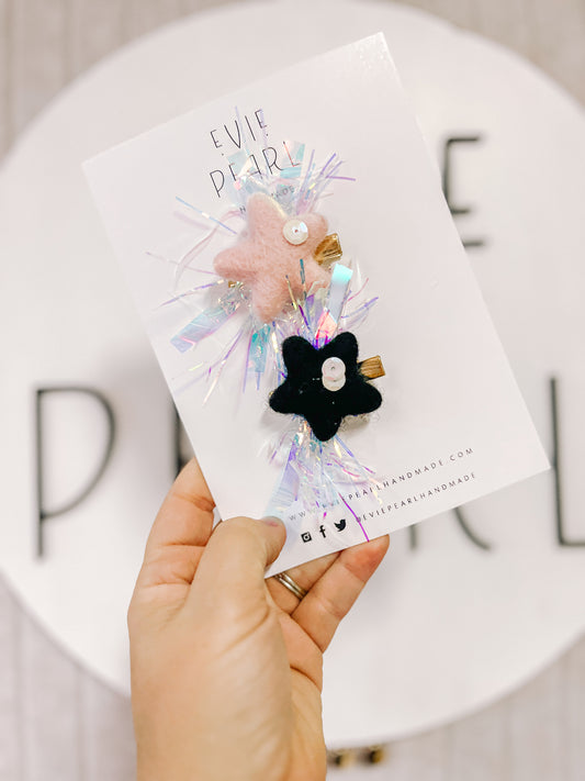 Light pink and black party stars