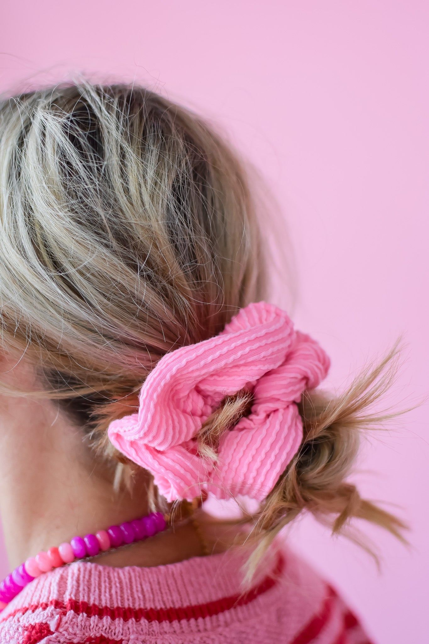 Kasie Bubblegum Pink Ribbed Regular Scrunchy