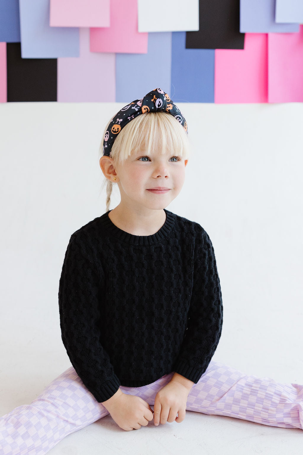 Black|Pumpkin Bow Buckets Knotted Headband for Girls & Women