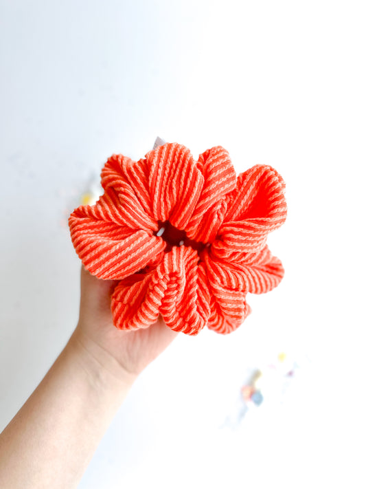Ribbed Orange Oversized Scrunchy