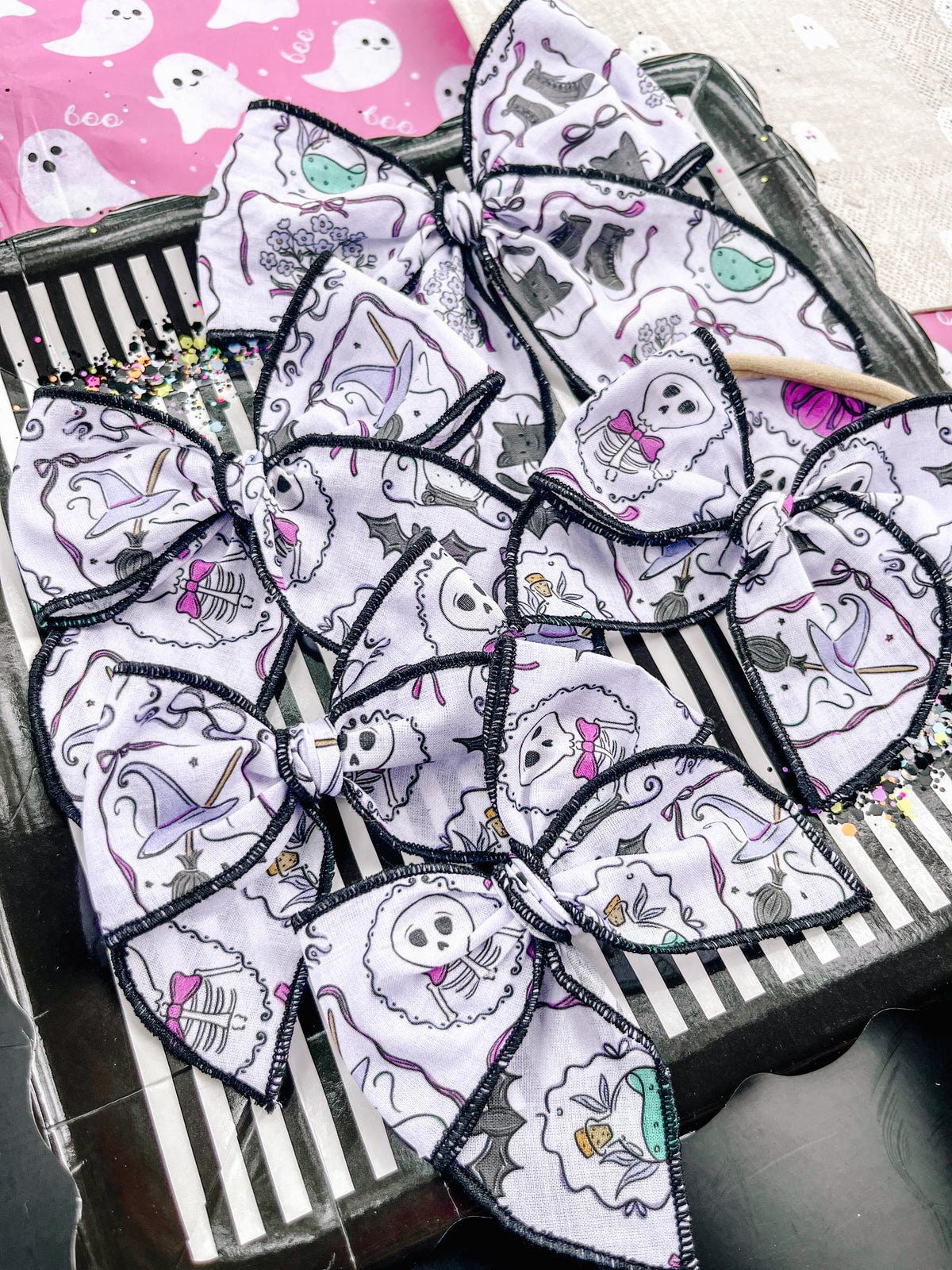 Ghostie Skully Frames Hair Bow