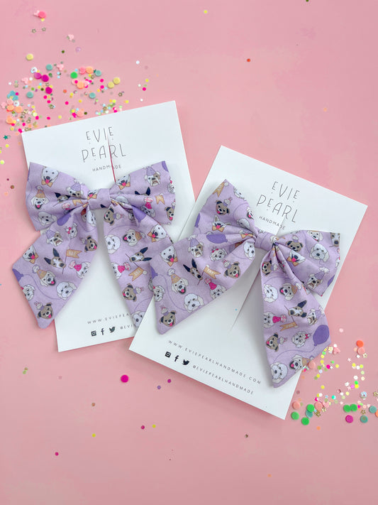 Birthday Pups Medium Sailor Bow