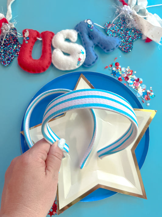 Blue & White Stripe Classic Headband