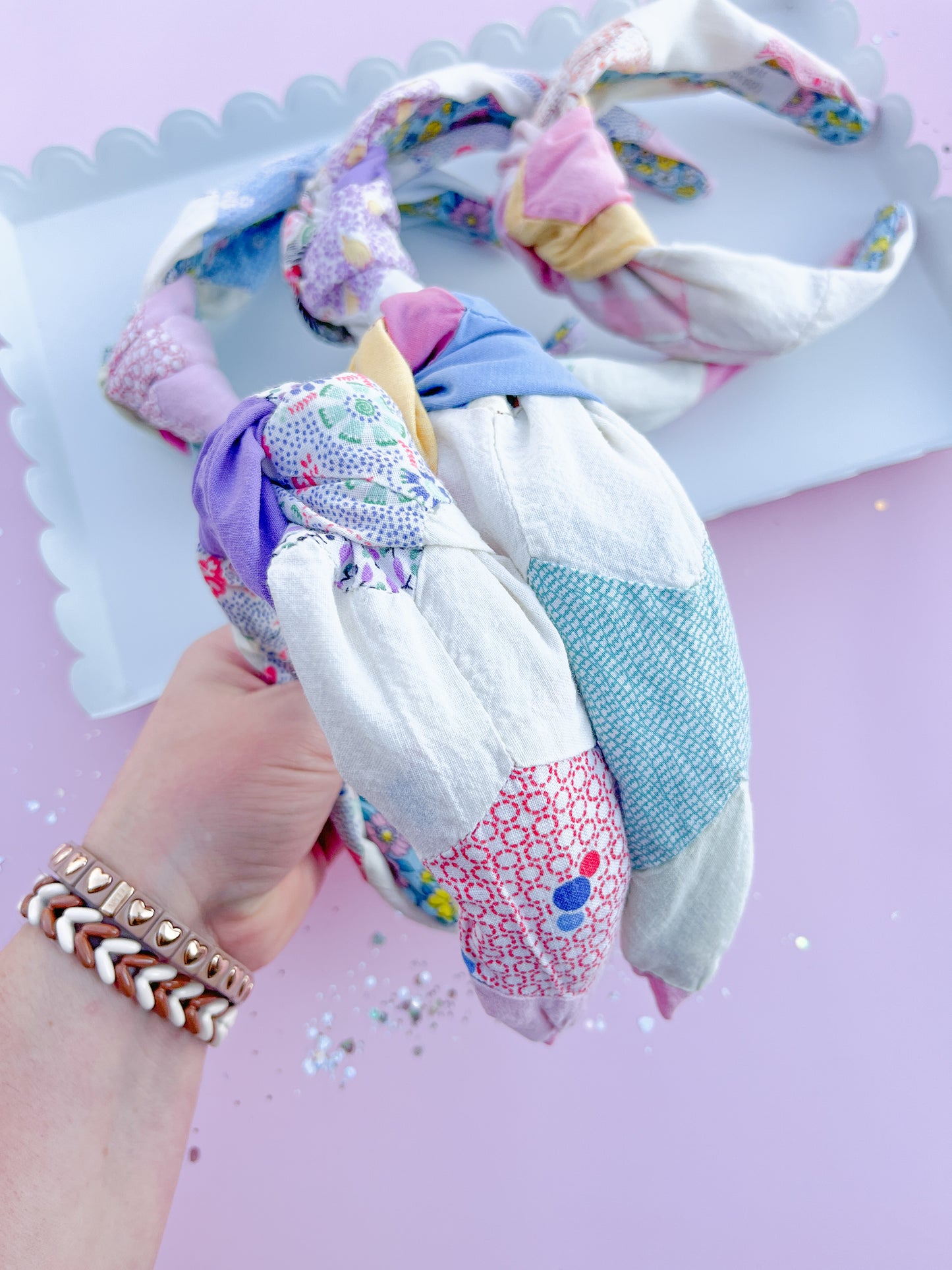 Heirloom Patchwork Quilted Knotted Headband