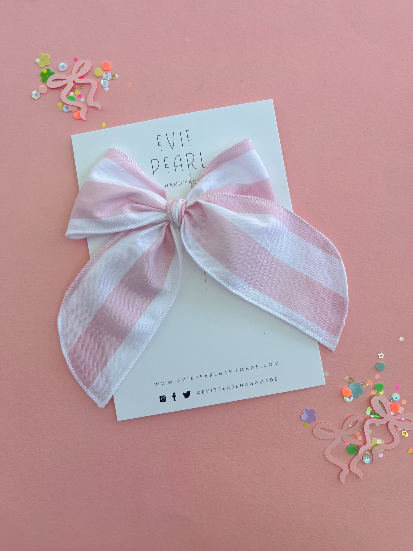Pink White Stripe Oversized Bow