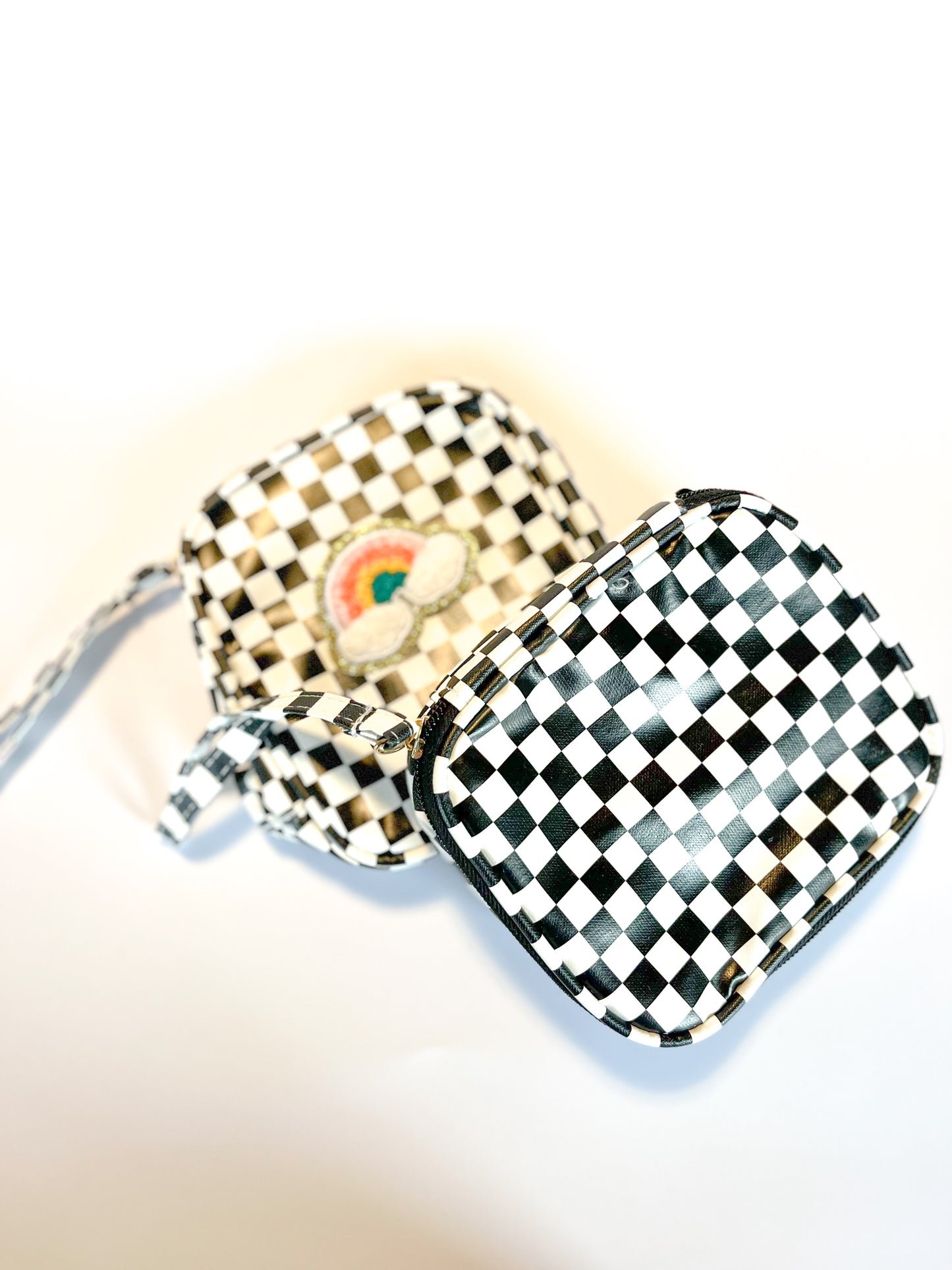 Black White Checkered Zipper Pouch