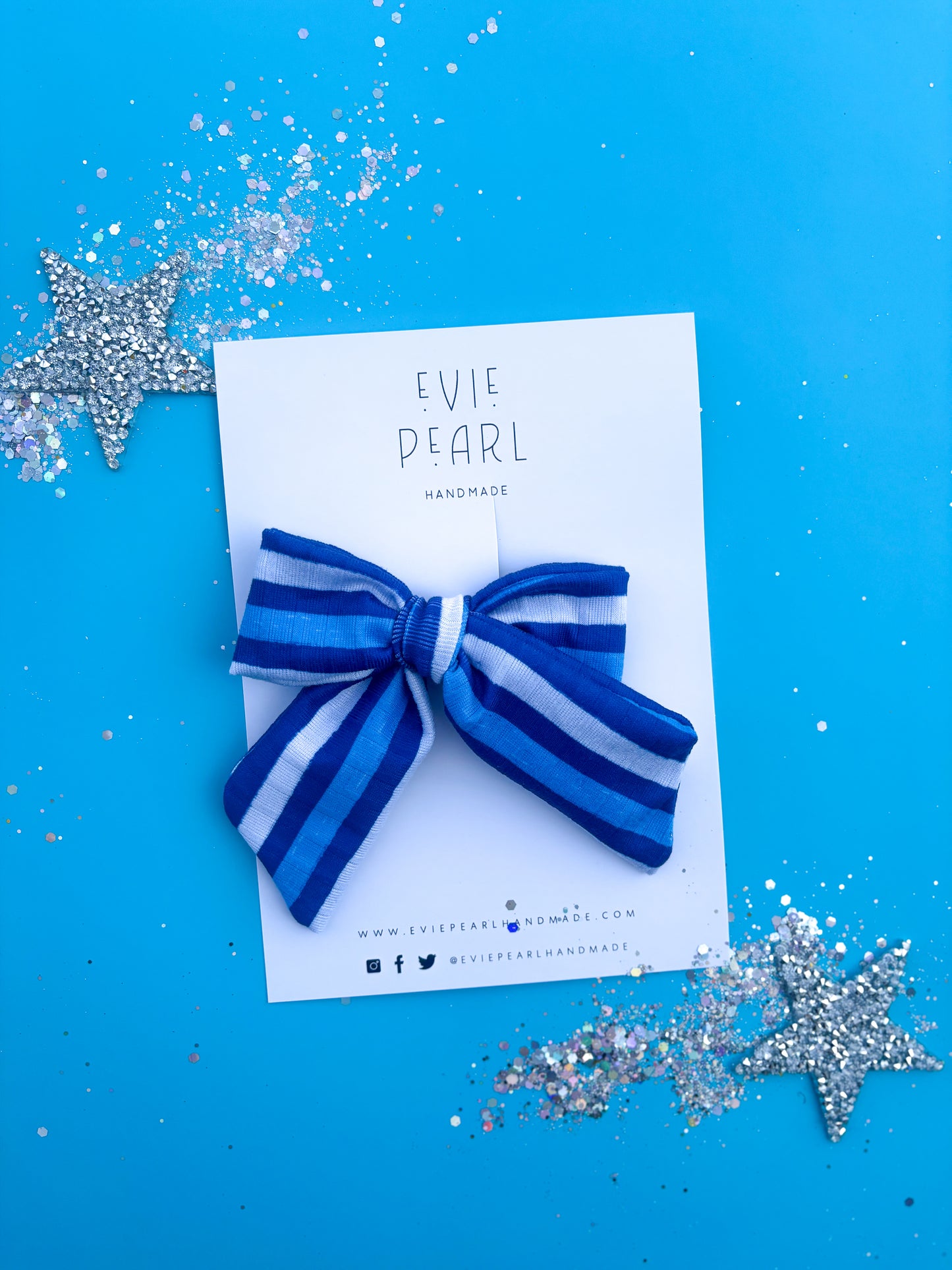 Blue Stripe Pinwheel Bow Kansas City Inspired
