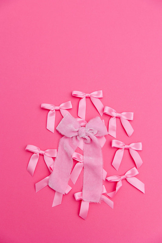 Bubblegum Pink Silk Raw Edge Long Tailed Bow