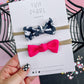 Black Ghost & Hot Pink Mini Knot Bow Nylon Headband Set