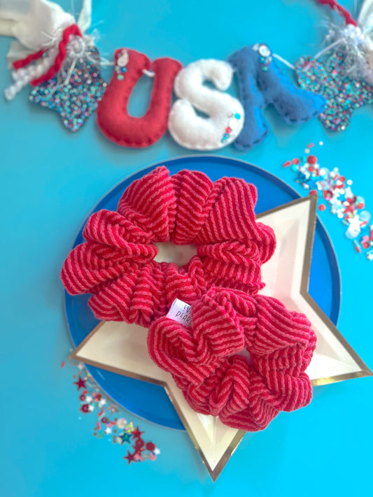 Red Ribbed Scrunchy