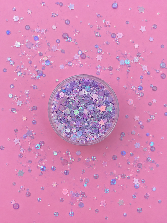 Pink Purple Blue Stars Hair Glitter