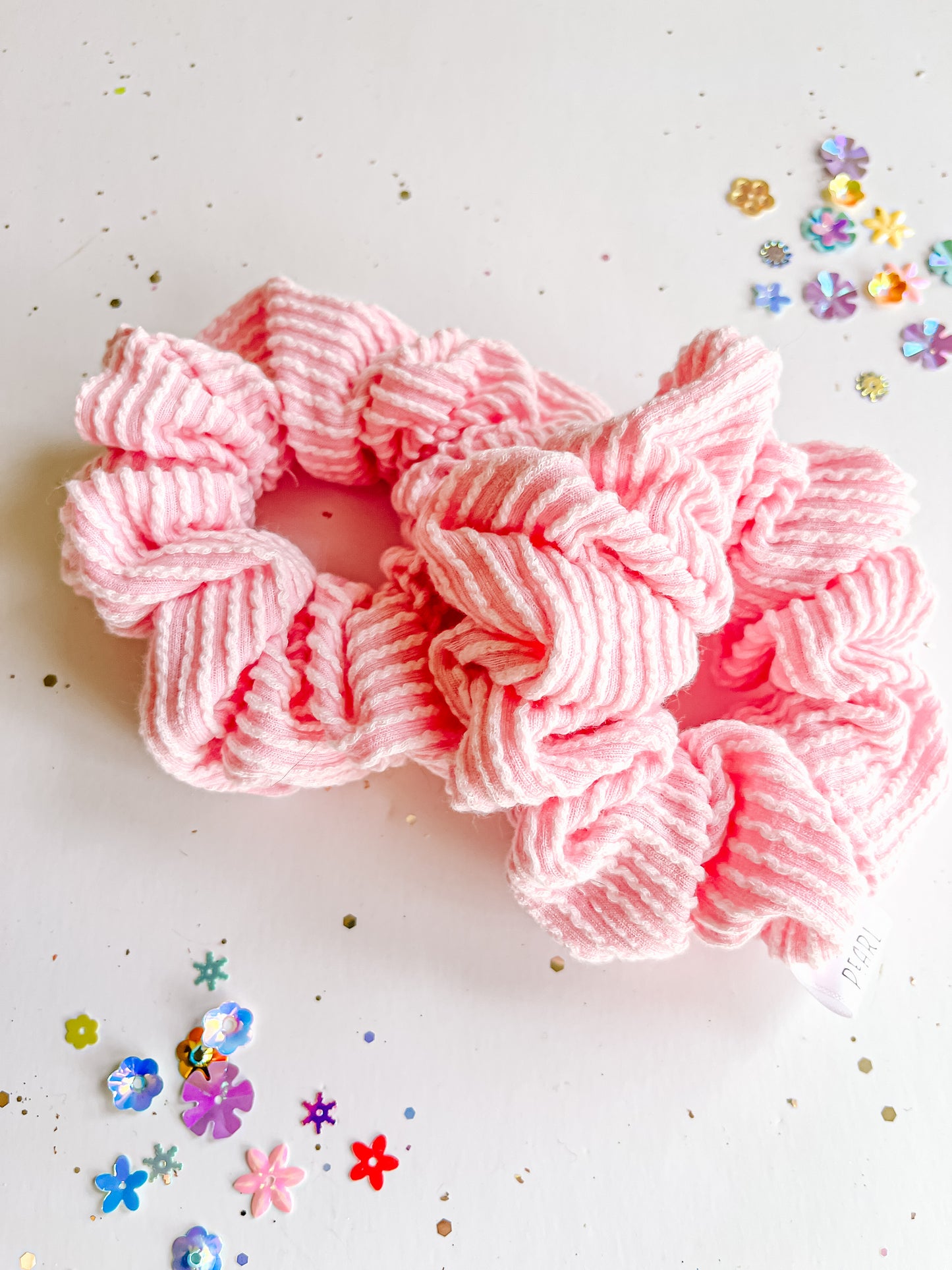 Light Pink Ribbed Regular Scrunchy