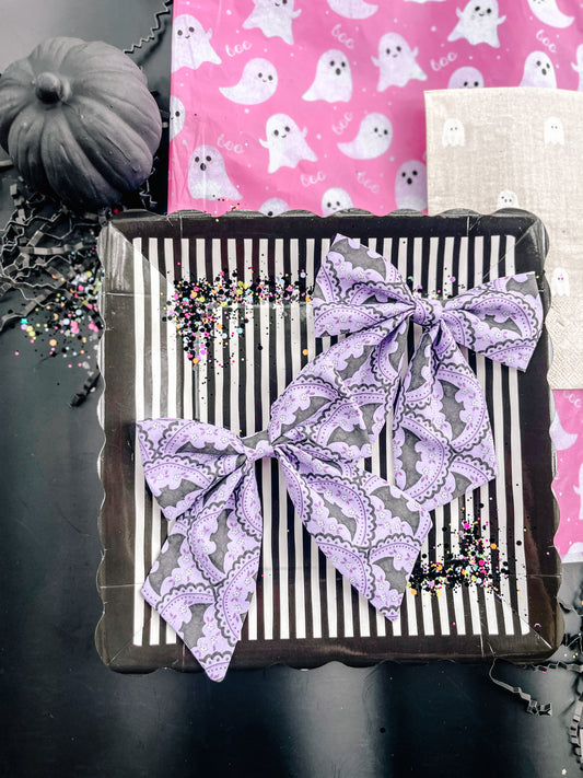 Bats Purple Medium Sailor Hair Bow