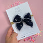 Small Black Floral Bow On Nylon Headband