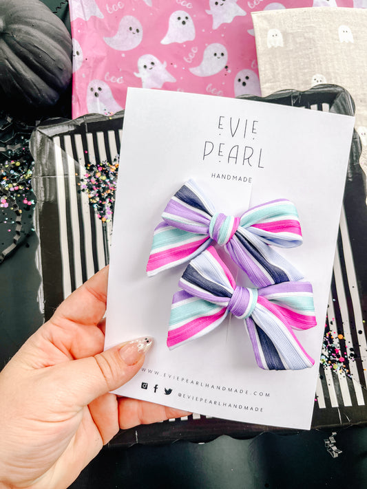 Stripey Cute Small Pinwheel Pigtails