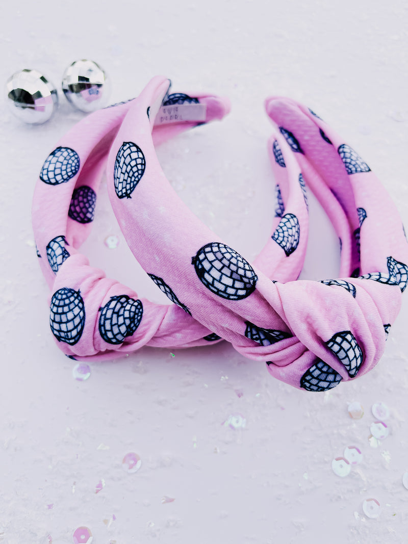 Pink Disco Ball Knotted Headband for Girls & Women
