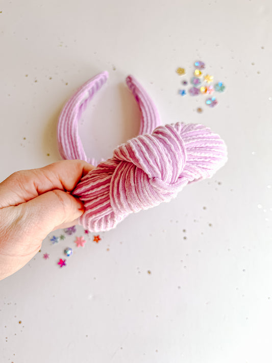 Lilac Ribbed Knotted Headband