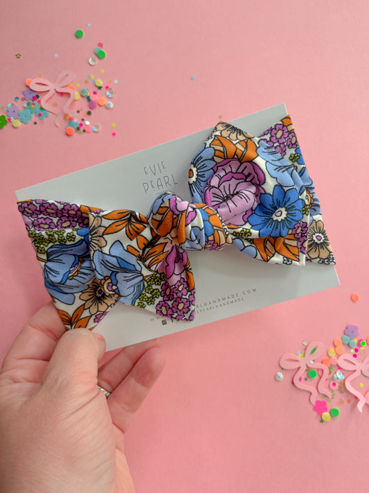 Floral Knit Baby Bow Turban