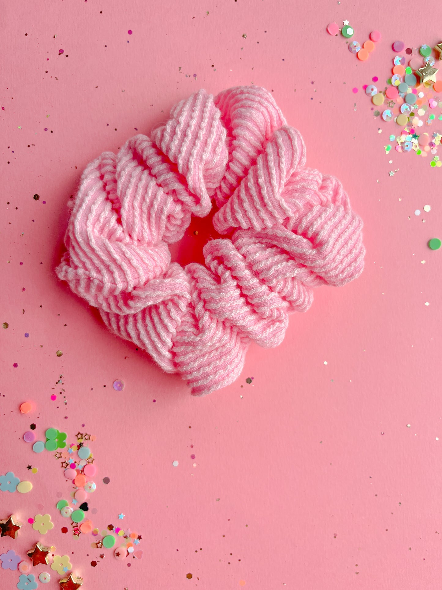 Light Pink Ribbed Regular Scrunchy