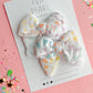 Rainbow Heart Muslin Medium Pinwheel Pigtail Set