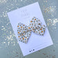 White Green Gold Floral Medium Bow