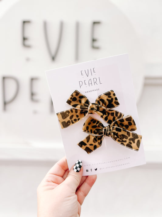 Leopard Velvet Pigtails