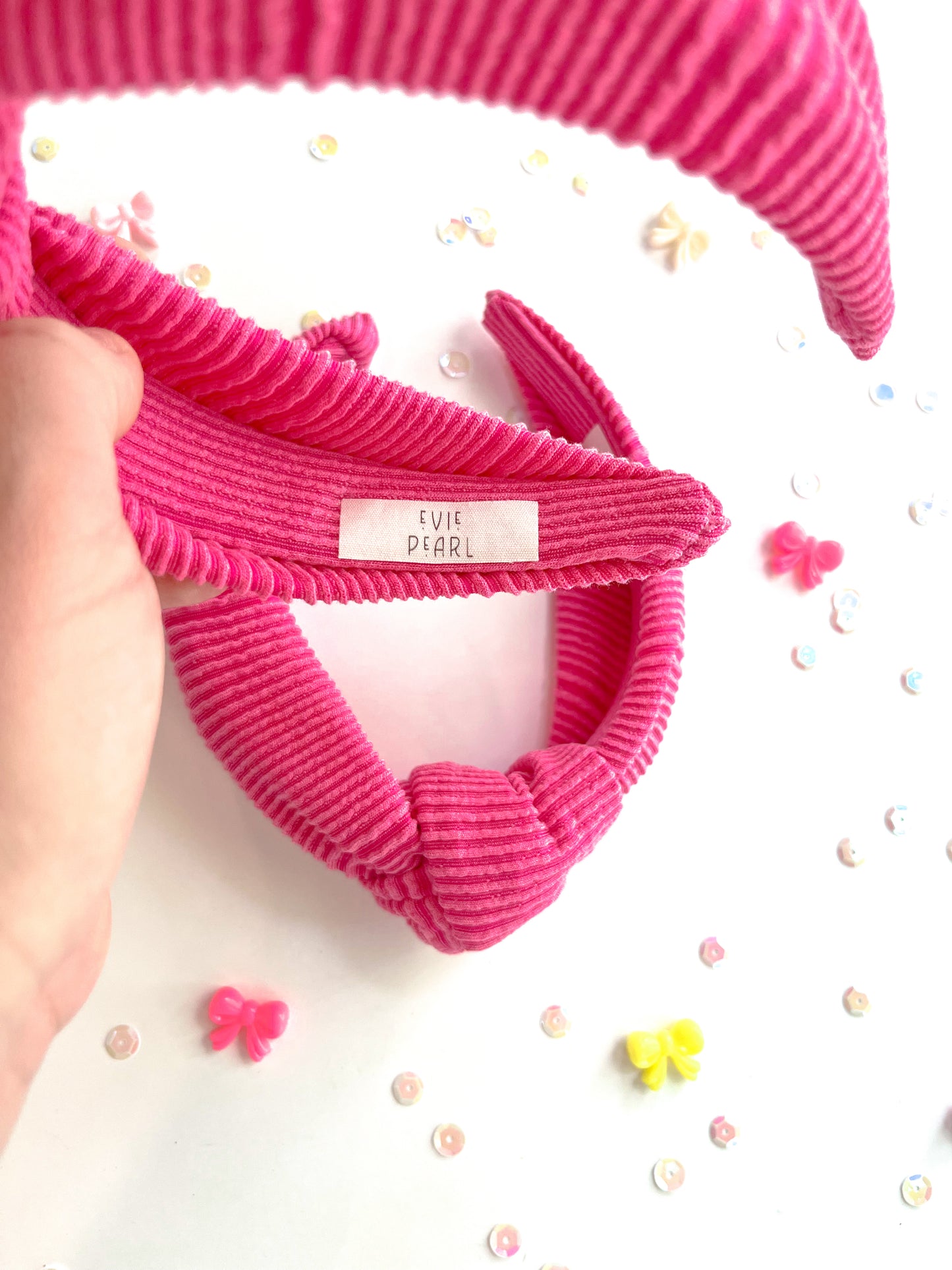 Candy Pink Ribbed Knotted Headband