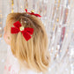 Red Velvet Jingle Bell Small Bow Pigtail Set