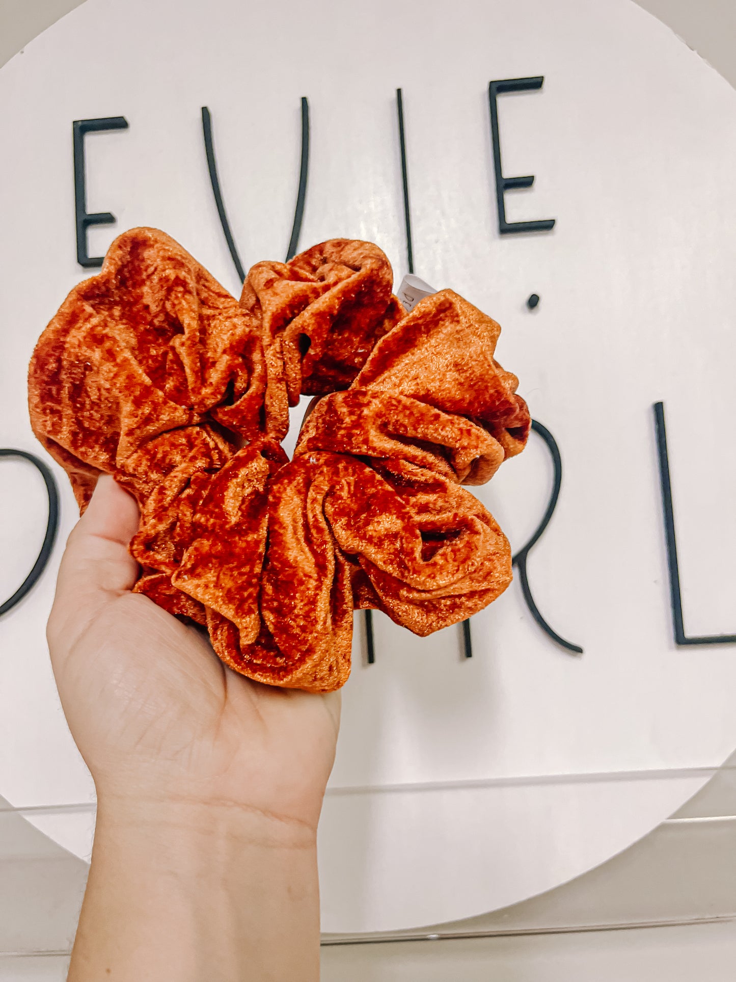 Pumpkin Spice Crushed Velvet Oversized Scrunchy