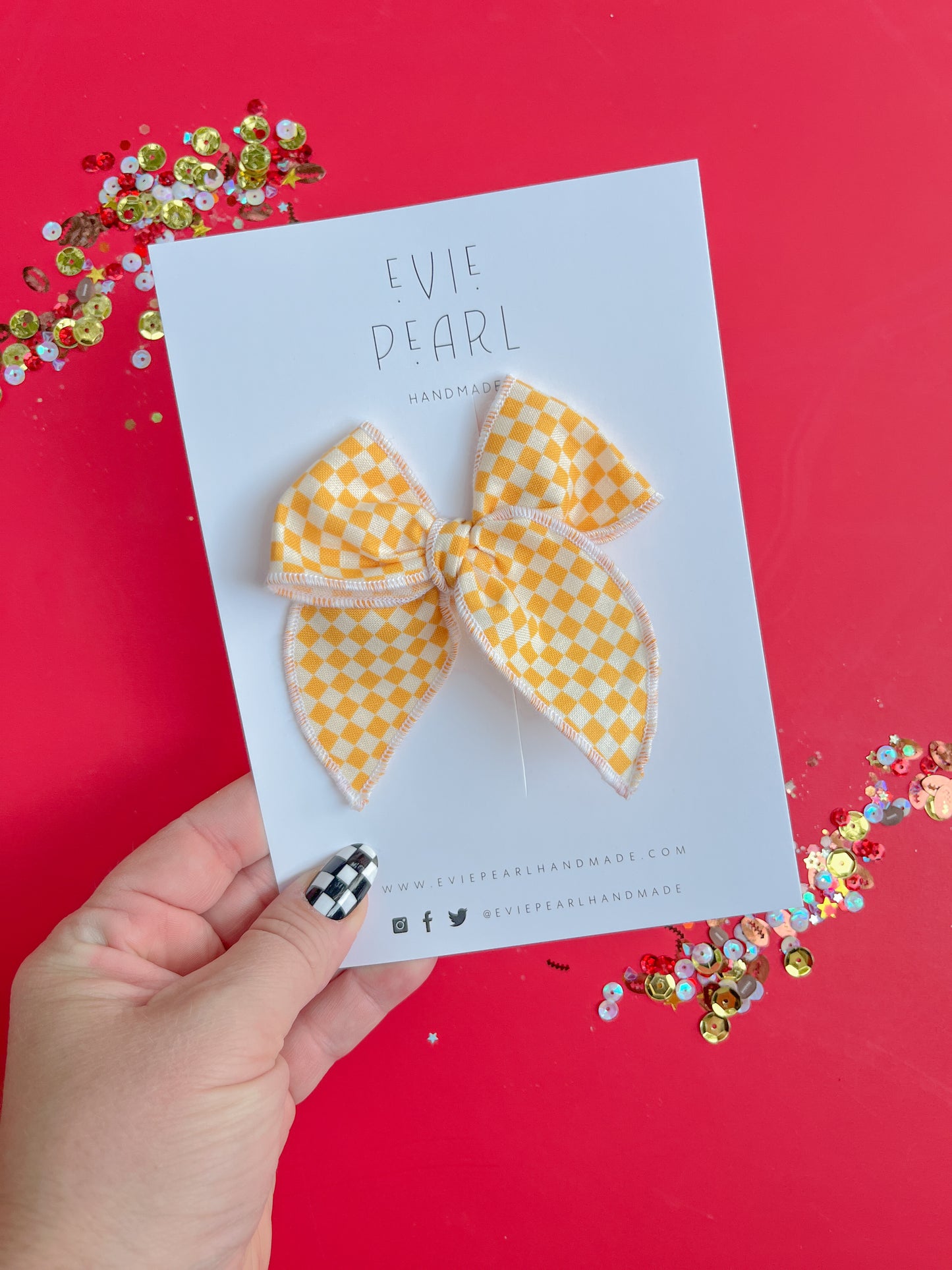 Yellow Checkered Small Bow